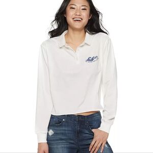Freeze Cotton Blend Collard Cropped Long‎ Sleeve Tee, S